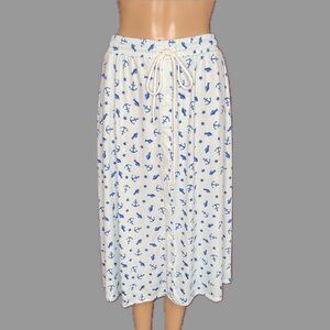 Lularoe Marsha Nautical Anchor Tie Waist Button Front Skirt with Pockets XL